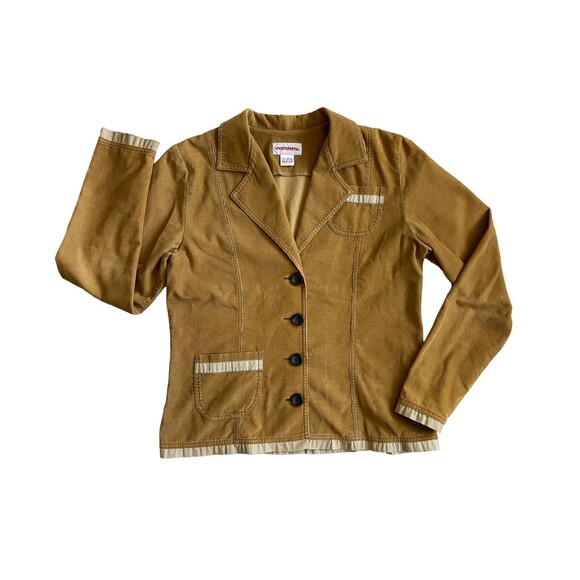 Solitaire Jackets & Blazers - Vintage Y2K Solitaire Women's Corduroy Blazer Size M Camel Academia Indie Sleaze